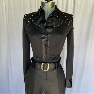 Vintage 1970’s Black Disco Elvis Bell Bottom Pant Suit Set